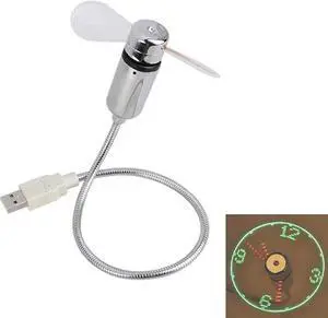 USB Fan with LED Clock Lighting, Mini Gooseneck Rechargeable Desk Fan, Time & Temperature Display, Portable Quiet Cooling Gadget for Home Office Laptop Travel (1pc) USB Fan with LED Clock Lighting, Mini Gooseneck Rechargeable Desk Fan, Time & Temperature Display, Portable Quiet Cooling Gadget for Home Office Laptop Travel (1pc)