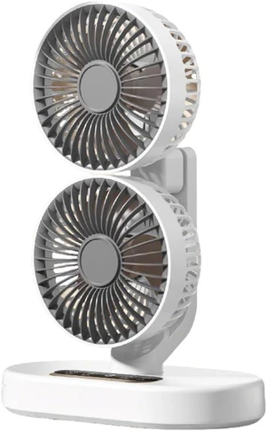 Dual Head Small Desk Fan, Portable USB Rechargeable Fans with Adjustable Night Light, 360° Oscillating Cooling, 6 Wind Speeds Adjustment(Cream White) Dual Head Small Desk Fan, Portable USB Rechargeable Fans with Adjustable Night Light, 360° Oscillating Cooling, 6 Wind Speeds Adjustment(Cream White)
