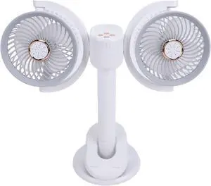 Dpofirs Dual Head Clamp/Holder On Fan, Dual Brushless Motor 360 Degree Rotation Desk Cooling Fan with LED Night Light, for Desk Bed Shelf Car Camping Portable Use Dpofirs Dual Head Clamp/Holder On Fan, Dual Brushless Motor 360 Degree Rotation Desk Cooling Fan with LED Night Light, for Desk Bed Shelf Car Camping Portable Use
