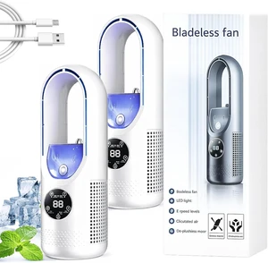 6-Speed Bladeless Electric Fan with Light, Small Bladeless Fans Quiet Design, Misting Desk Fan with 100ml Water Tank, Timer & 7-Color Light to Beat Summer Heat for Sleep & Work in Office (2 Pcs White) 6-Speed Bladeless Electric Fan with Light, Small Bladeless Fans Quiet Design, Misting Desk Fan with 100ml Water Tank, Timer & 7-Color Light to Beat Summer Heat for Sleep & Work in Office (2 Pcs White)