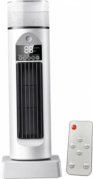 Bladeless Oscillating Tower Fan Portable Air Conditioning Fan with Mist Function USB Desktop Cooling with Remote Control - White Bladeless Oscillating Tower Fan Portable Air Conditioning Fan with Mist Function USB Desktop Cooling with Remote Control - White
