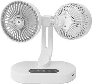 Cryfokt Dual Head Desk Fan, 360Degree Automatic Oscillating USB Cooling Fan with Smart Timer Digital Display, Ultra Quiet Portable Air Circulation for Home Office Bedroom Cryfokt Dual Head Desk Fan, 360Degree Automatic Oscillating USB Cooling Fan with Smart Timer Digital Display, Ultra Quiet Portable Air Circulation for Home Office Bedroom