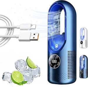 6-Speed Bladeless Electric Fan with Light and 7-Color Light, Bladeless Desk Fan Small Quiet with 100ml Water Tank,Desktop Cooling Fans with Timer, USB Powered Personal Cooler for Bedroom (Blue) 6-Speed Bladeless Electric Fan with Light and 7-Color Light, Bladeless Desk Fan Small Quiet with 100ml Water Tank,Desktop Cooling Fans with Timer, USB Powered Personal Cooler for Bedroom (Blue)