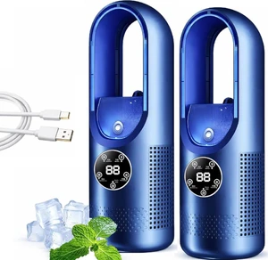 6-Speed Bladeless Desk Fan with Light and 7-Color Light, Portable Desktop Misting Tower Cooler with 100ml Water Tank & Timer, USB Rechargeable, Small Quiet Desk Fan for Bedroom, Office, Home (2PCS-B) 6-Speed Bladeless Desk Fan with Light and 7-Color Light, Portable Desktop Misting Tower Cooler with 100ml Water Tank & Timer, USB Rechargeable, Small Quiet Desk Fan for Bedroom, Office, Home (2PCS-B)