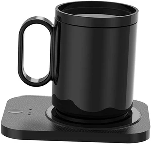 Coffee Warmer and Mug Set, Electric Beverage Warmer Plate for Home Travel, Black Coffee Warmer and Mug Set, Electric Beverage Warmer Plate for Home Travel, Black
