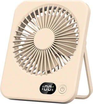 Mini Table Fans, 1200mah Rechargeable Usb Fan, 5 Speeds, Quiet Table Fan with LCD Display, 180° Rotatable Hanging Fan, Quiet Desktop & Wall-Mountable Fan for Office Home and Outdoor Use,Beige Mini Table Fans, 1200mah Rechargeable Usb Fan, 5 Speeds, Quiet Table Fan with LCD Display, 180° Rotatable Hanging Fan, Quiet Desktop & Wall-Mountable Fan for Office Home and Outdoor Use,Beige