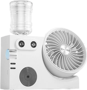 Fan with Mist - USB Rechargeable Table Cooling Air Circulator | Portable Mist Fan | for Office Dorm Bedroom Summer Home Desktop Indoor Fan with Mist - USB Rechargeable Table Cooling Air Circulator | Portable Mist Fan | for Office Dorm Bedroom Summer Home Desktop Indoor
