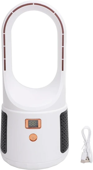 USB Desk Fan 6 Speeds Wind Quiet Portable Bladeless Cooling Fan with Power Display for Home Bedroom Office (White) USB Desk Fan 6 Speeds Wind Quiet Portable Bladeless Cooling Fan with Power Display for Home Bedroom Office (White)