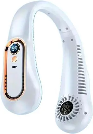 Vaneless Hanging Neck Fan, Portable USB Cooler With 5 Speeds And Digital Display Super Strong Bladeless Technology Device(WHITE) Vaneless Hanging Neck Fan, Portable USB Cooler With 5 Speeds And Digital Display Super Strong Bladeless Technology Device(WHITE)