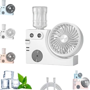 2026 New Portable USB Rechargeable Misting Table Fan, Mini Desktop Cooling Air Circulator with Mist Spray, 3 Speeds, Adjustable Angle for Office Home Dorm Bedroom Outdoor Travel (1pcs White) 2026 New Portable USB Rechargeable Misting Table Fan, Mini Desktop Cooling Air Circulator with Mist Spray, 3 Speeds, Adjustable Angle for Office Home Dorm Bedroom Outdoor Travel (1pcs White)
