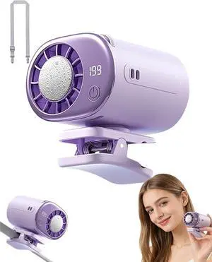 Car Clip On Air Conditioner Fan With Led Display, Portable Mini Car Cooling Fan, Usb Rechargeable, 360° Rotation, 199 Speeds For Vehicle Truck Outdoor Travel(Purple) Car Clip On Air Conditioner Fan With Led Display, Portable Mini Car Cooling Fan, Usb Rechargeable, 360° Rotation, 199 Speeds For Vehicle Truck Outdoor Travel(Purple)