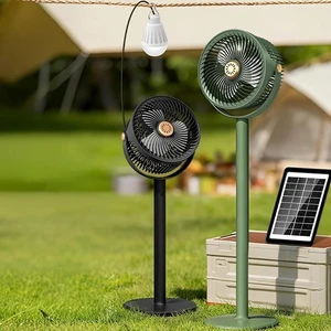 Black,Solar Camping Fan with 4000mAh Built-in Rechargeable Battery, Dual-Power Outdoor Fan,Portable Fan with 4 Adjustable Height Levels, 5 Fan Speed Settings,for Camping,Fishing,Power Outage Black,Solar Camping Fan with 4000mAh Built-in Rechargeable Battery, Dual-Power Outdoor Fan,Portable Fan with 4 Adjustable Height Levels, 5 Fan Speed Settings,for Camping,Fishing,Power Outage