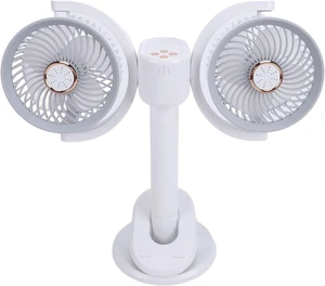 Luocute Dual Head On Fan, Rechargeable 360 Rotation Brushless Motor 4 Speed Adjustable with LED Night Light, for Desk Bedroom Car Camping Office Travel Luocute Dual Head On Fan, Rechargeable 360 Rotation Brushless Motor 4 Speed Adjustable with LED Night Light, for Desk Bedroom Car Camping Office Travel