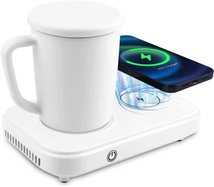 3 In1 Smart Self Heated Refrigeration Coffee Mug Wireless Charger Base Thermostatic Coaster for Desk/Home US Plug 3 In1 Smart Self Heated Refrigeration Coffee Mug Wireless Charger Base Thermostatic Coaster for Desk/Home US Plug