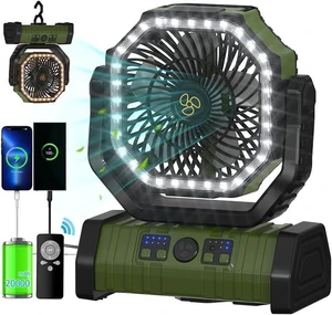 ADUST Camping Battery Powered Fan with LED Light 20000mAh Rechargeable Portable, Oscillating Cordless USB Desk Fan with Rotation Hanging Hook for Tent, Canopy, Beach, Outdoor Travel(Green) ADUST Camping Battery Powered Fan with LED Light 20000mAh Rechargeable Portable, Oscillating Cordless USB Desk Fan with Rotation Hanging Hook for Tent, Canopy, Beach, Outdoor Travel(Green)