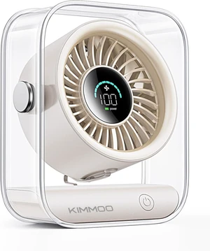 KIMMOO Rechargeable USB Desk Fan, Quiet Table Fan with Turbo Airflow, 100 Speeds, Digital Display, 90° Rotating, Small Battery Desktop Fans for Bedroom Home Office Travel, White KIMMOO Rechargeable USB Desk Fan, Quiet Table Fan with Turbo Airflow, 100 Speeds, Digital Display, 90° Rotating, Small Battery Desktop Fans for Bedroom Home Office Travel, White