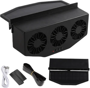 Solar Powered Car Exhaust Fan | Vehicle Ventilation Unit | USB Charging Automatic Cooling Fan 1200mAh for Car Truck Camper Solar Powered Car Exhaust Fan | Vehicle Ventilation Unit | USB Charging Automatic Cooling Fan 1200mAh for Car Truck Camper