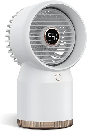 USB Misting Fan, Compact Air Cooler with 610 Ml Tank, 5000 Mah Battery, Whisper-Quiet, Led Display for Home and Office Settings USB Misting Fan, Compact Air Cooler with 610 Ml Tank, 5000 Mah Battery, Whisper-Quiet, Led Display for Home and Office Settings