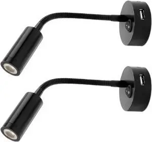 Usb Led Reading Lamp For Rvs And Boats, Black Metal Light With Flexible Neck, 6000-6500K White Color, Travel Design Usb Led Reading Lamp For Rvs And Boats, Black Metal Light With Flexible Neck, 6000-6500K White Color, Travel Design