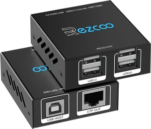 USB Extender Over cat5e/6 165ft 50m with 4-Port USB2.0 HUB - USB Over Cat6 Ethernet RJ45, USB2.0 Extension Plug and Play,Two Webcam Work Sync,For Windows,MacOS,Android,Linux,1.5m USB cable,EX50-USB USB Extender Over cat5e/6 165ft 50m with 4-Port USB2.0 HUB - USB Over Cat6 Ethernet RJ45, USB2.0 Extension Plug and Play,Two Webcam Work Sync,For Windows,MacOS,Android,Linux,1.5m USB cable,EX50-USB