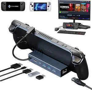 Docking Station for Steam Deck/ROG Ally/MSI Claw/Legion Go, 6 in 1 Dock with HDMI 4K@60Hz, 100Mbps Ethernet, Triple USB-A and 100W Docking Station for Steam Deck/ROG Ally/MSI Claw/Legion Go, 6 in 1 Dock with HDMI 4K@60Hz, 100Mbps Ethernet, Triple USB-A and 100W