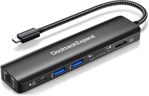 USB C Adapter, 7 in 1 USB C to USB Adapter with 4K@60Hz HDMI, Network 1Gbps Ethernet, 100W PD, 2 USB 3.0, SD/TF Card Reader, DockteckExpand for MacBook Pro Air, iMac, iPad Pro USB C Adapter, 7 in 1 USB C to USB Adapter with 4K@60Hz HDMI, Network 1Gbps Ethernet, 100W PD, 2 USB 3.0, SD/TF Card Reader, DockteckExpand for MacBook Pro Air, iMac, iPad Pro