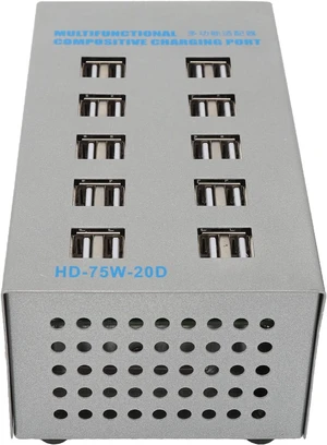 Hidyliu Powered USB Hub Efficient Multifunctional Splitter for Fast Charging 20 Port USB for Mobile Phones, Tablets, Cameras Stainless Steel Hidyliu Powered USB Hub Efficient Multifunctional Splitter for Fast Charging 20 Port USB for Mobile Phones, Tablets, Cameras Stainless Steel