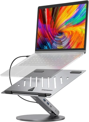 Ergonomic Turn Laptop Holder Integrated with Multi Port USB C Hub for Work Area Setup USB C Docking Station with Stand Ergonomic Turn Laptop Holder Integrated with Multi Port USB C Hub for Work Area Setup USB C Docking Station with Stand