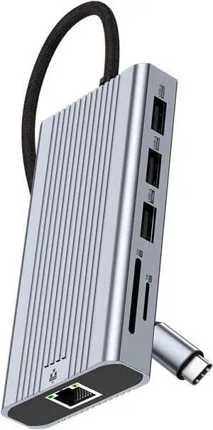 USB C Hubs with Double HDTV 4K 60Hz 10 in 1 Adapter for Laptop Card Reader PD100W Charging RJ45 Ethernet Port USB C Hubs Double HDTV USB C Hubs with Double HDTV 4K 60Hz 10 in 1 Adapter for Laptop Card Reader PD100W Charging RJ45 Ethernet Port USB C Hubs Double HDTV