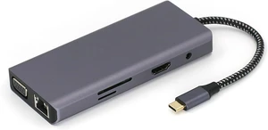 Type C Adapter 10 in 1 Multifunction HDTV VGA Ethernet TF Card Reader Data Transfer for Desktop Keyboards Type C to HDTV VGA Type C Adapter 10 in 1 Multifunction HDTV VGA Ethernet TF Card Reader Data Transfer for Desktop Keyboards Type C to HDTV VGA