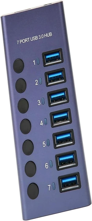 7-Port USB 3.0 Hub with 5Gbps Fast Transfer 5V 2.4A 36W Docking Station Blue LED Indicator for PC Laptop Phone 100-240V,(US) 7-Port USB 3.0 Hub with 5Gbps Fast Transfer 5V 2.4A 36W Docking Station Blue LED Indicator for PC Laptop Phone 100-240V,(US)