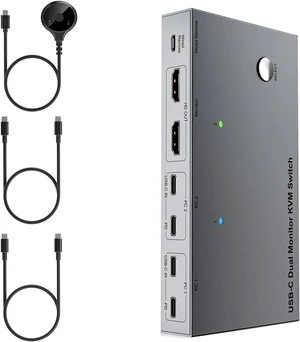 KVM Switcher USB C Dock Enables 2 Laptops to Share Double 4K Monitor 4 USB3.0 Devices with 80W Power Double Monitor KVM USB C KVM Switcher USB C Dock Enables 2 Laptops to Share Double 4K Monitor 4 USB3.0 Devices with 80W Power Double Monitor KVM USB C