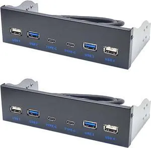 2X USB 3.0 Front Panel for Desktop 5.25In CD-ROM Drive Bay USB3.0/3.2 19Pin USB2.0 9Pin to 2X USB Type C 2X USB 3.0 Front Panel for Desktop 5.25In CD-ROM Drive Bay USB3.0/3.2 19Pin USB2.0 9Pin to 2X USB Type C