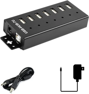 Industrial 7-CH USB 2.0 Expansion HUB USB Port Adapter for Win11/10/8 Linux with 5V Power Adapter US Plug Industrial 7-CH USB 2.0 Expansion HUB USB Port Adapter for Win11/10/8 Linux with 5V Power Adapter US Plug