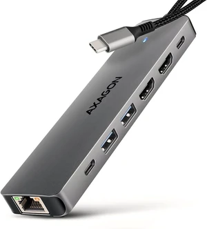 AXAGON HMC-7HX2 USB Hub, 2X USB-A, 1x USB-C, 2X HDMI 2.0, 1x RJ45, 100W PD USB Combo Hub AXAGON HMC-7HX2 USB Hub, 2X USB-A, 1x USB-C, 2X HDMI 2.0, 1x RJ45, 100W PD USB Combo Hub