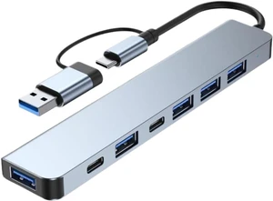 USB-C Hub USB 3.0 7 Port Hub with 4 USB 2.0 Ports and 2 USB-C Ports Compatible with Computers Laptops USB-C Hub USB 3.0 7 Port Hub with 4 USB 2.0 Ports and 2 USB-C Ports Compatible with Computers Laptops