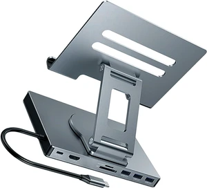1 Foldable Rotating USB C Dock Stand PD100W Charging Aluminum Alloy Cooling Gigabit Ethernet 3.5mm Slip-Proof Base USB C Adapter with Stand 1 Foldable Rotating USB C Dock Stand PD100W Charging Aluminum Alloy Cooling Gigabit Ethernet 3.5mm Slip-Proof Base USB C Adapter with Stand
