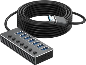 ordinarYone 7Port Aluminum USB Hubs with Independents Switches and LED Indicators for Fast Speed USB3.0 and USB 2.0 Data Transfer ordinarYone 7Port Aluminum USB Hubs with Independents Switches and LED Indicators for Fast Speed USB3.0 and USB 2.0 Data Transfer