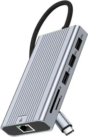 Aluminum Alloy USB C Dock Double 4K HDTV Output 10Gbps Data Transfer PD100W Fast Charging for Double Monitors Adapter Aluminum Alloy USB C Dock Double 4K HDTV Output 10Gbps Data Transfer PD100W Fast Charging for Double Monitors Adapter