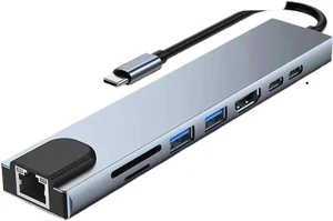8 in 1 Type C Hub USB C 8 in 1 USB3 0 to 4K HDMI Adapter with RJ45 SD TF Card Reader PD Fast Charge Compatible with Laptop Computer 8 in 1 Type C Hub USB C 8 in 1 USB3 0 to 4K HDMI Adapter with RJ45 SD TF Card Reader PD Fast Charge Compatible with Laptop Computer