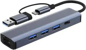USB C HUB Multiport Adapter USB-C USB-A Type C USB 3.0 Gigabit Ethernet RJ45 Data Transfer Docking Station Compatible with Pro USB C HUB Multiport Adapter USB-C USB-A Type C USB 3.0 Gigabit Ethernet RJ45 Data Transfer Docking Station Compatible with Pro