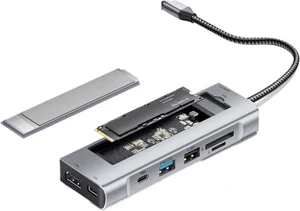 8-in-1 USB HUB with Disk Storage Function TY>pe C to HDMI-Compatible Splitter Dock Station for Pro Air(8-in-1 M.2 SSD Model) 8-in-1 USB HUB with Disk Storage Function TY>pe C to HDMI-Compatible Splitter Dock Station for Pro Air(8-in-1 M.2 SSD Model)