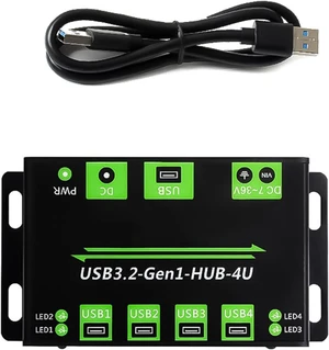 Advanced 4-way USB 3.2 hub external power supply interface with external power current protection for various USB devices Advanced 4-way USB 3.2 hub external power supply interface with external power current protection for various USB devices