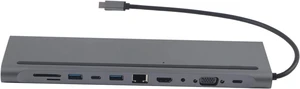 11 in 1 Hub Type C Expan Dock, USB3.1 to A, Multi Functional Docking Station with Card Reader, PD Charging, 4K, RJ45, 3.5mm o, Aluminum y 11 in 1 Hub Type C Expan Dock, USB3.1 to A, Multi Functional Docking Station with Card Reader, PD Charging, 4K, RJ45, 3.5mm o, Aluminum y