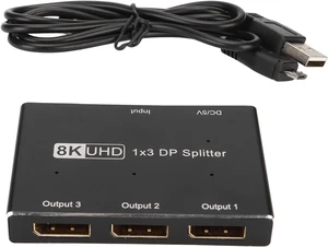 1x3 DiPort Splitter Triple MST SST Hub 1.4 Splitter, 8K 30Hz 4K 144Hz HD Resolution, Iron l r, Mirror and Extended Mode Support 1x3 DiPort Splitter Triple MST SST Hub 1.4 Splitter, 8K 30Hz 4K 144Hz HD Resolution, Iron l r, Mirror and Extended Mode Support