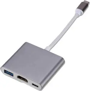 USB C HUB 3 In1 TY>pe to HDTV Docking Station PD Fast 4K HD TV Adapter Splitter for Computer PC(Grey-White) USB C HUB 3 In1 TY>pe to HDTV Docking Station PD Fast 4K HD TV Adapter Splitter for Computer PC(Grey-White)