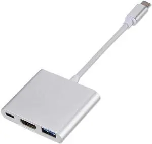 USB C HUB 3 In1 TY>pe to HDTV Docking Station PD Fast 4K HD TV Adapter Splitter for Computer PC(Silver-White) USB C HUB 3 In1 TY>pe to HDTV Docking Station PD Fast 4K HD TV Adapter Splitter for Computer PC(Silver-White)