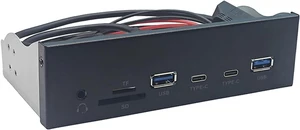USB3.2 GEN1 5.25 INCH PC Panel Double USB 3.0 Type C and Desktop Card Reader Slot 5.25 Inch Bay Easy Installation USB3.2 GEN1 5.25 INCH PC Panel Double USB 3.0 Type C and Desktop Card Reader Slot 5.25 Inch Bay Easy Installation