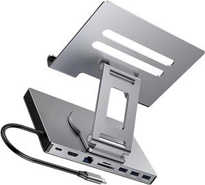 Rotating Type C Docking Station With Foldable Stand PD100W Charging Gigabit Ethernet 3.5mm For Laptops Tablets Aluminum Alloy Laptop Docking Station Rotating Type C Docking Station With Foldable Stand PD100W Charging Gigabit Ethernet 3.5mm For Laptops Tablets Aluminum Alloy Laptop Docking Station