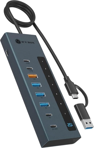 ICY Box, 9-in-1 USB-C/A Hub, 2X USB-C & 4X USB-A, 10Gbps, 100W PD, 20W Charging Port, Aluminium, Power Adapter 12V/4A, IB-HUB1743-CPD ICY Box, 9-in-1 USB-C/A Hub, 2X USB-C & 4X USB-A, 10Gbps, 100W PD, 20W Charging Port, Aluminium, Power Adapter 12V/4A, IB-HUB1743-CPD